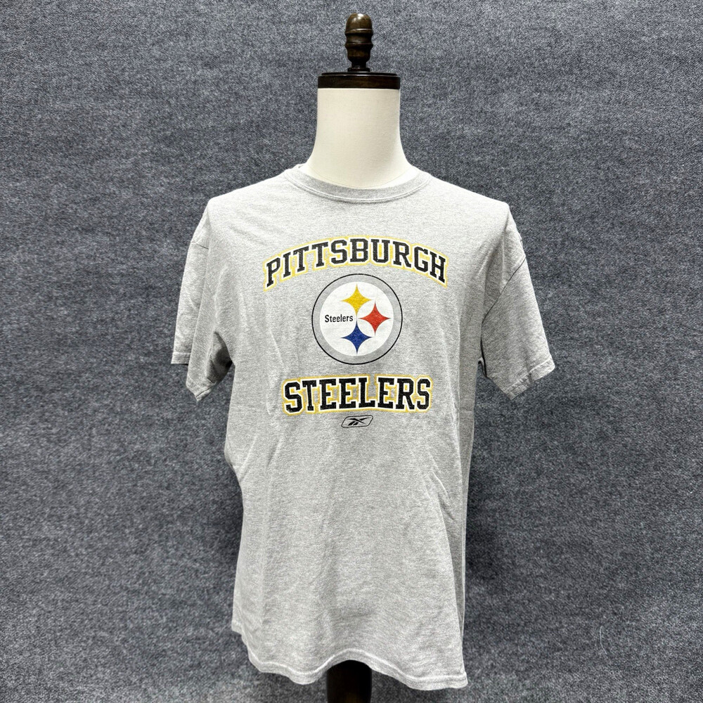 Reebok Pittsburgh Steelers T-Shirt Men's L Gray NFL Vintage Logo Tee
